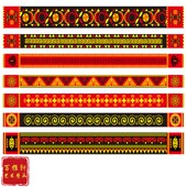 彝族梁纹柱古建筑墙布彩绘墙纸房梁饭店酒楼茶楼壁纸吊顶横梁壁画