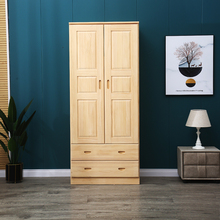 纯实木衣柜卧室两门衣橱全原木家用衣柜松木小户型省空间儿童衣柜