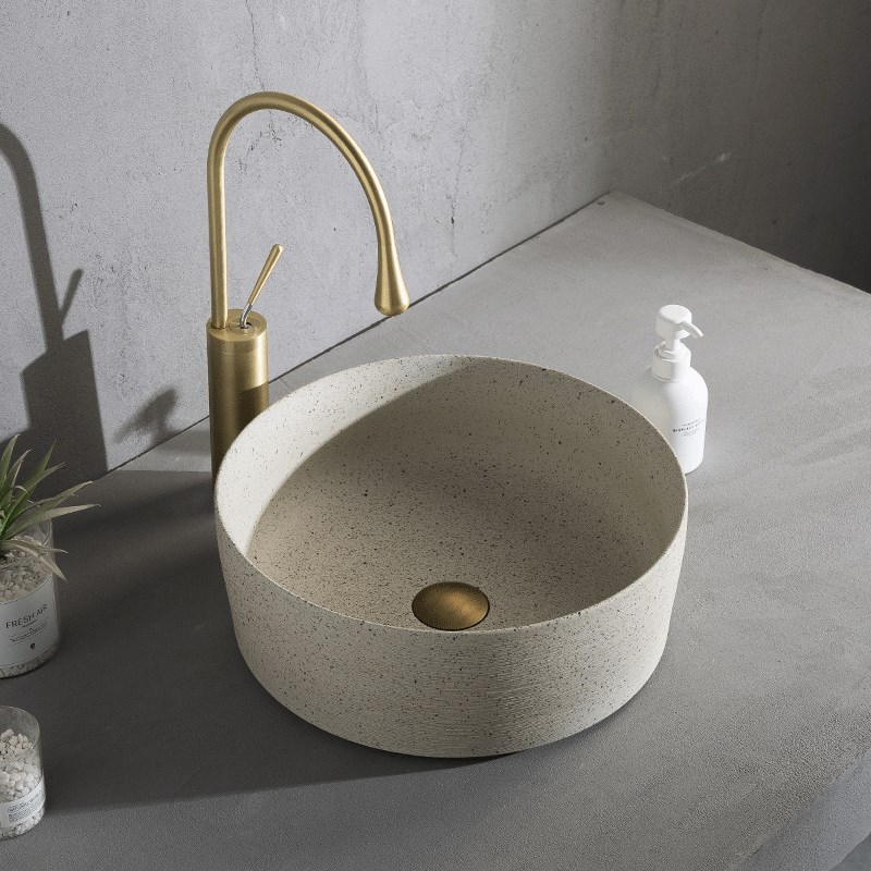 民宿侘寂风圆形台上盆洗手盆家用陶瓷面盆阳台卫生间洗脸盆小尺寸