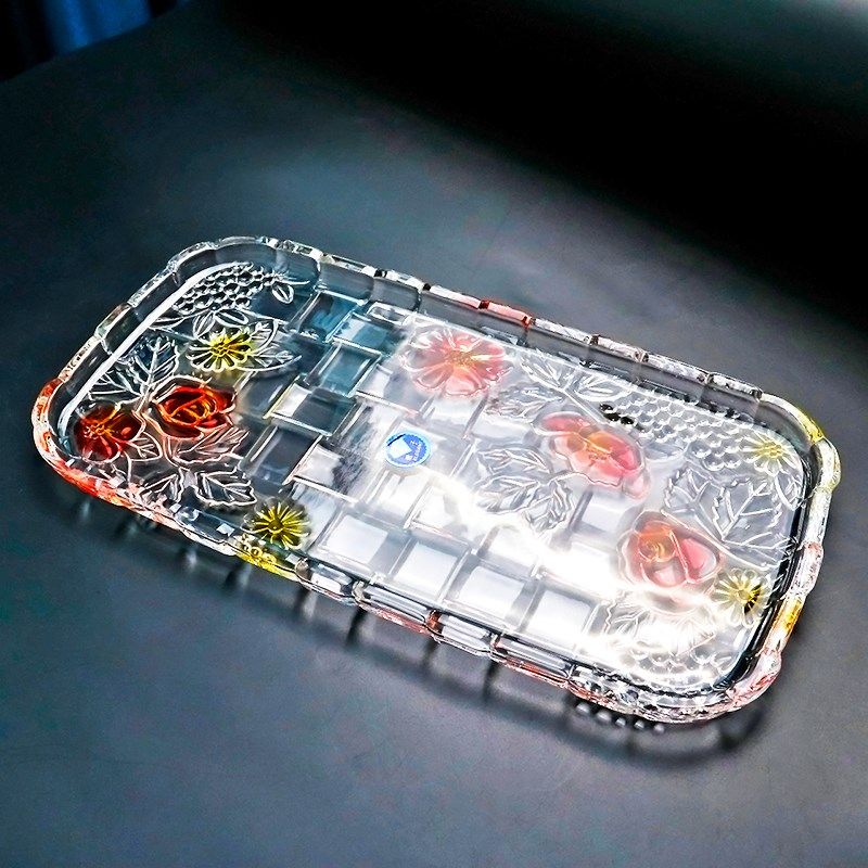 欧式水晶玻璃果盘干果零食盘家用客厅长方茶托茶盘中式复古沥水盘