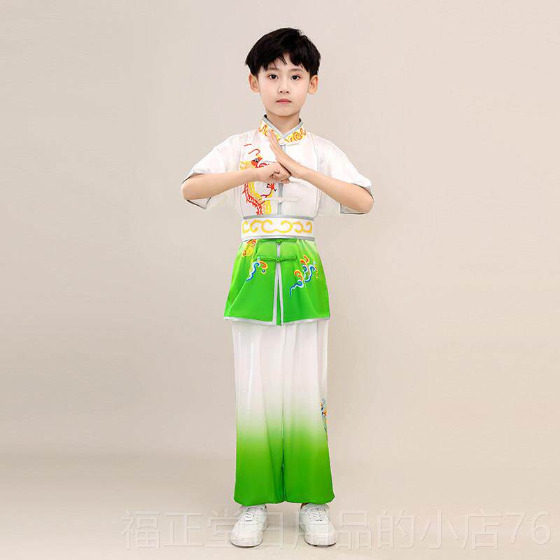 高档儿童武中术表演服装式体渐变色检比赛武短术表演服装长袖太极