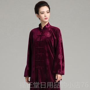 高档古韵华丝高中端太极服秋段冬加厚金绒八锦练功服女款武术太极