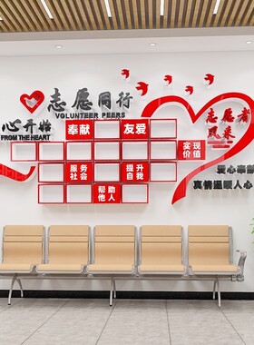 志愿者之家活动室布置志愿者风采照片墙贴画社区学校企业爱心驿站