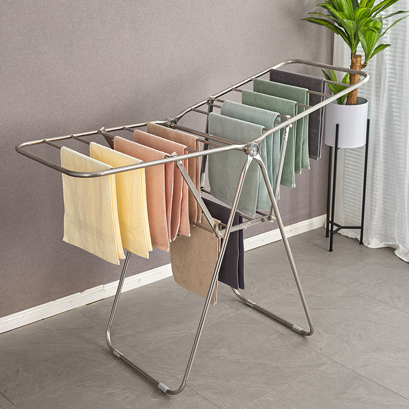 亿加亿翼型晾衣架不锈钢落地折叠晒被架室内阳台宝宝尿布置地衣架