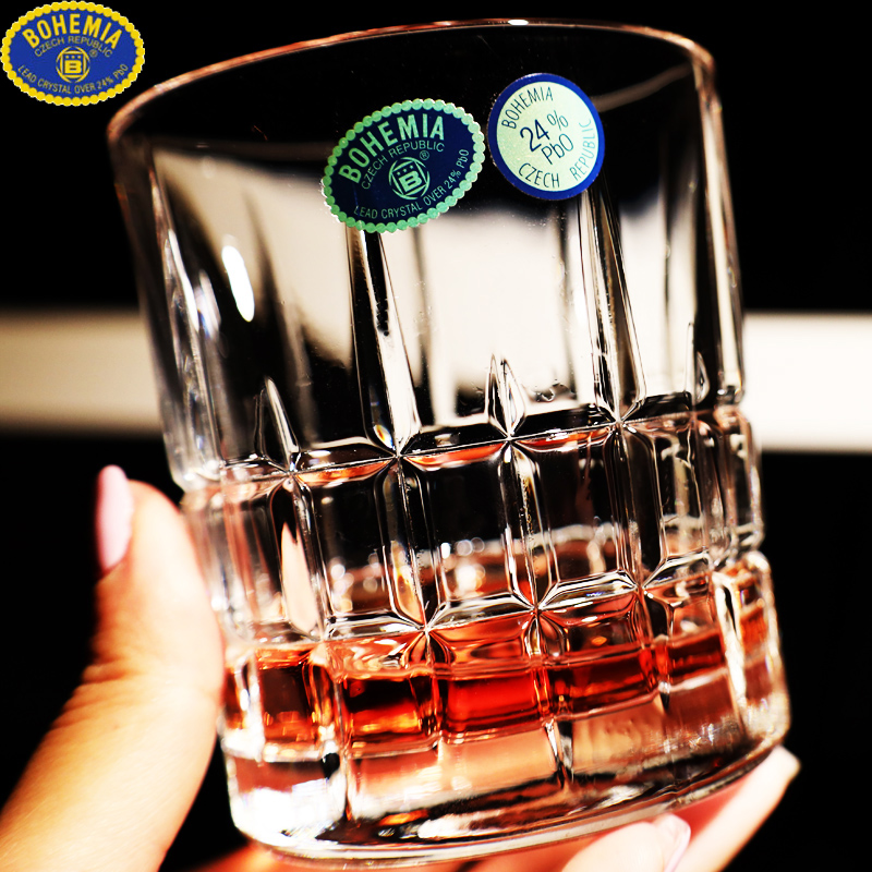 捷克BOHEMIA进口水晶玻璃威士忌洋酒杯白兰地杯家用啤酒果汁杯子