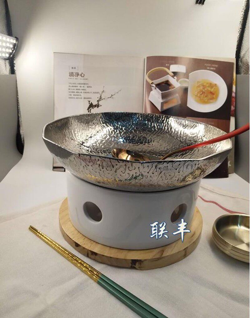 酒店创意明炉蜡烛加热炉保温菜盘陶瓷盘子餐厅餐具饭店干锅花胶锅