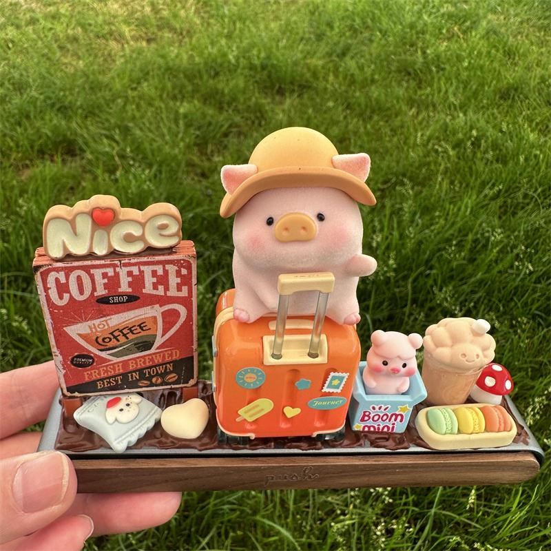 LuLu罐头猪旅行奶油胶临时停车挪车电话号码牌车载饰品汽车摆件