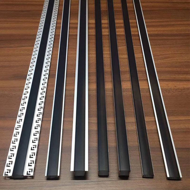 led吊顶暗藏铝槽线条灯嵌入式天花u型明装铝合金阳角线性灯槽黑色