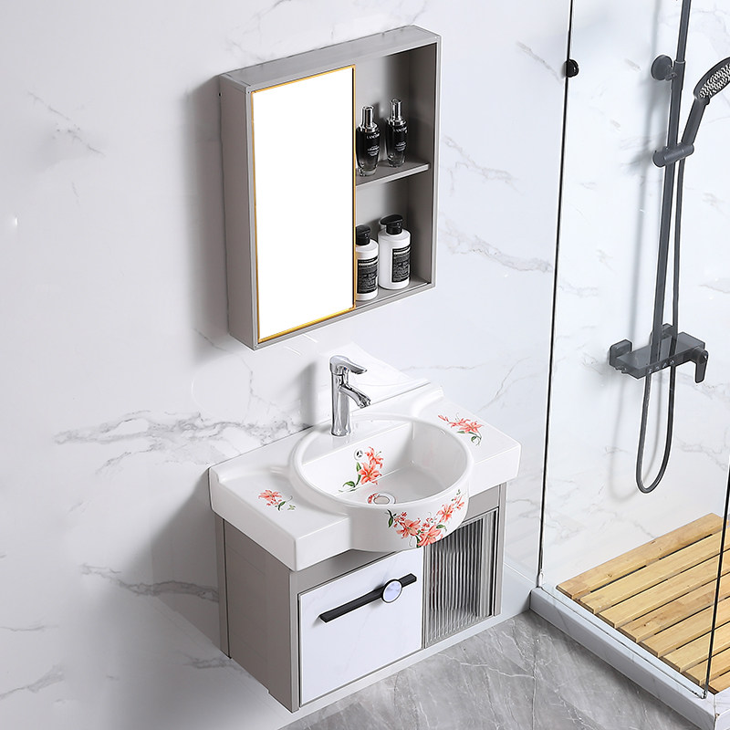 挂墙洗手盆小户型彩花洗脸盆浴室柜组合厕所洗漱台卫生间阳台台盆
