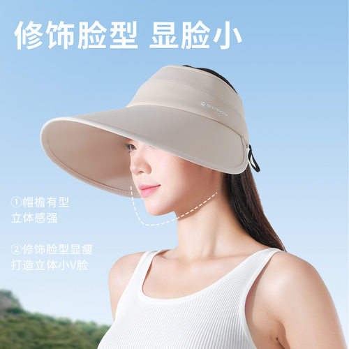 MEETSUNNY夏季防晒帽女防紫外线遮阳帽空顶贝壳帽冰丝户外骑行帽