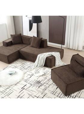 真空压缩发沙发简约拆洗布沙艺灯可芯绒设坐计师懒人奶油97206大