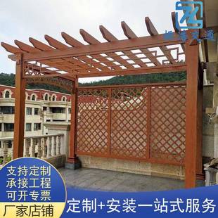 防OJI腐木门楼菠萝格户外古廊建脂长廊凉水亭小青瓦树瓦文化长榭