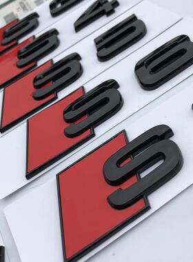 RS3S4标S5S67车A4LSCQBA7A6A3车贴改装亮黑色后尾标标志