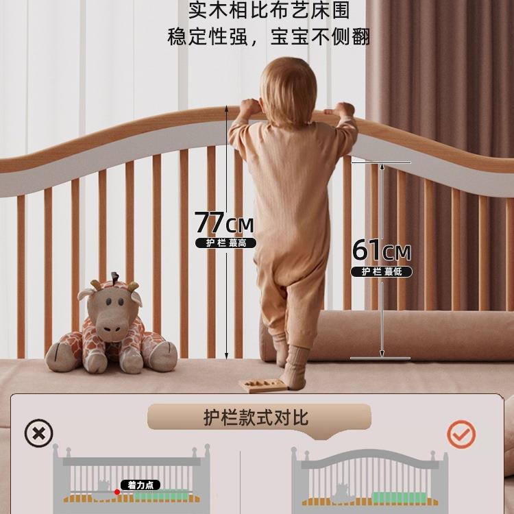 儿木童拼接床可升降婴儿床床边床加小床拼接宽大高同985学全实平