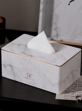 轻奢大理石餐纸巾盒装感客纹厅桌57355茶几抽纸盒酒店装套饰纸抽