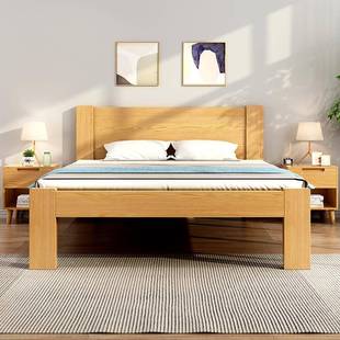 加厚5纯全直实木580床工销现代简人约1米床架松木高脚一米八双床