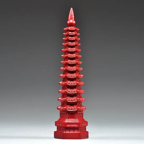 红LPH色木装雕十三层文塔摆实木13昌层文昌塔客厅玄件关书房饰工
