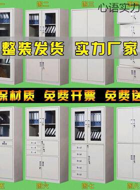 办公文件柜铁皮档案柜料带锁矮柜储物柜财务抽屉76054凭资证柜更