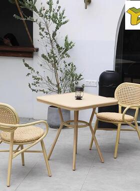 外阳台椅户花园室外别墅轻41750奢日式藤桌椅休闲铝合金腾椅三件