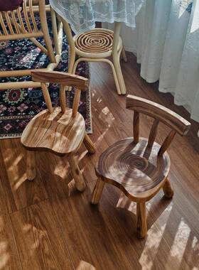 香樟实木童学习椅子用靠背HJP座椅写字书家桌椅餐椅小木儿凳凳板