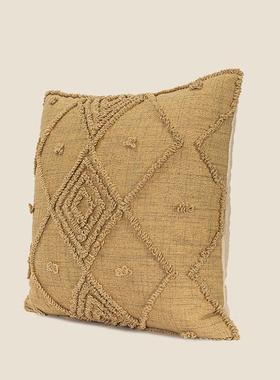 EI枕3NEWC新宸厅优品复古怀旧几何毛巾绣LWU花抱套X姜黄色客沙发