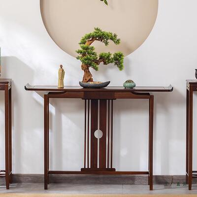 胡桃木中式实木APZ玄关桌窄款门入门玄新关复古条案台几轻奢厅玄