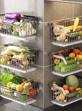 ///0MBS4不锈钢挂篮3置物架壁挂式墙上放房姜蒜蔬菜篮子厨收纳