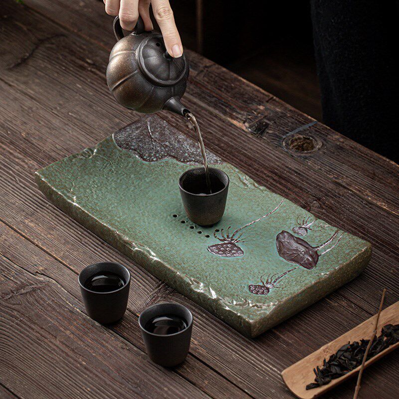 茶盘茶托盘2024新款家用茶杯茶具高级感滤水沥水盘排水蓄水式茶台