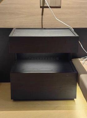 柜意式极简黑色床头柜悬浮式边现代床卧简约室床山屿潮70头柜