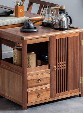 胡桃木桌边19081柜侧柜用小茶台家实木客厅茶泡茶吧壶几烧水一体