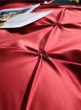 贝莉娅人家SMN60758纺水真丝件套纯色揪洗三花被套枕套欧式双套件