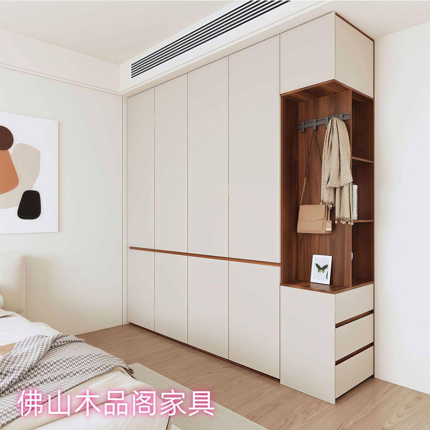 全实木高端衣柜卧可定制985对开衣门现代简室衣橱家约用2025新款图片
