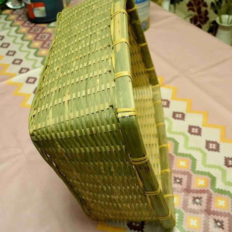 长织方形竹宠篮子竹编物收纳筐超市展示筐F87T95M6手工筐编水果竹