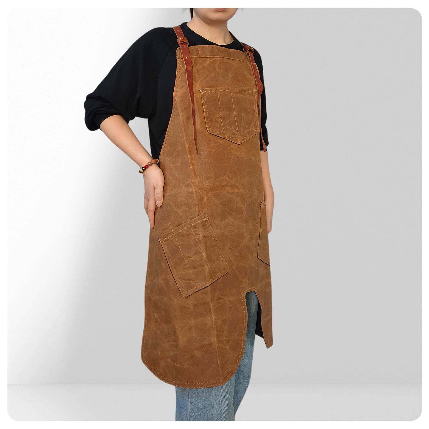 户作外烧烤GJC露营蜡帆布裙围日式防污园艺木工匠画画男女工油服