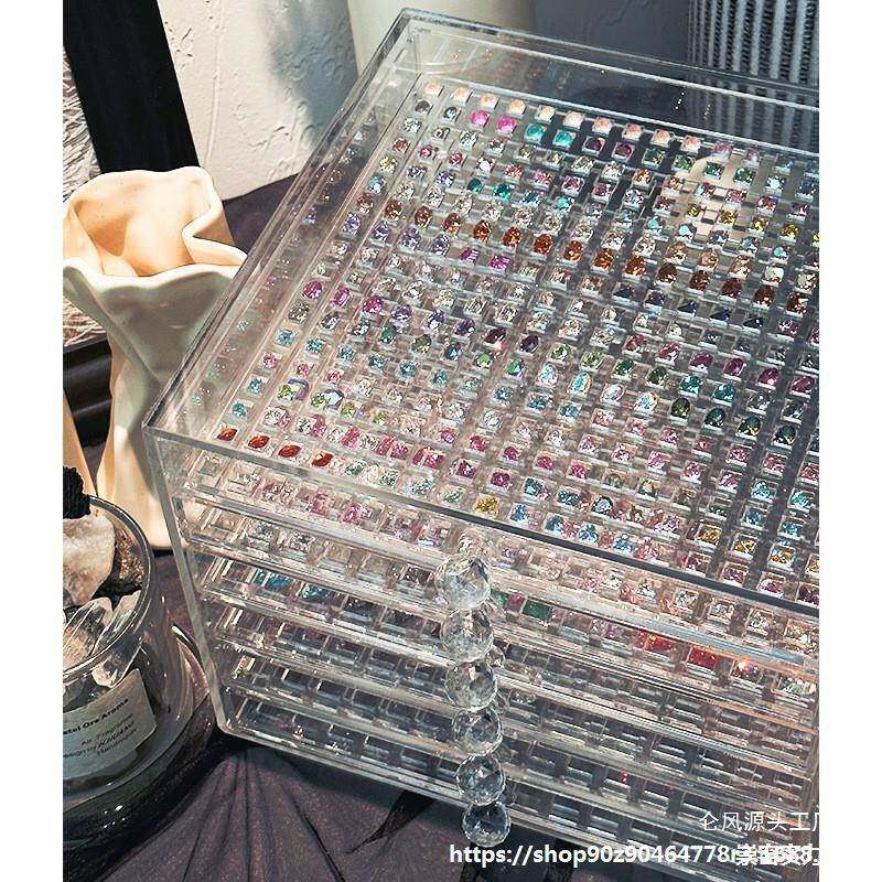 子墅新款亚克钻力收纳现货华抽子美甲小饰品920屉整理收纳美甲别
