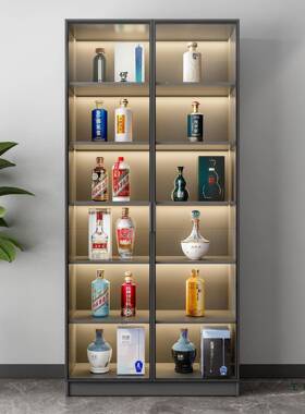 客厅玻璃功能多酒柜靠墙一LFA体用展示柜家轻奢置物架质透木明纸