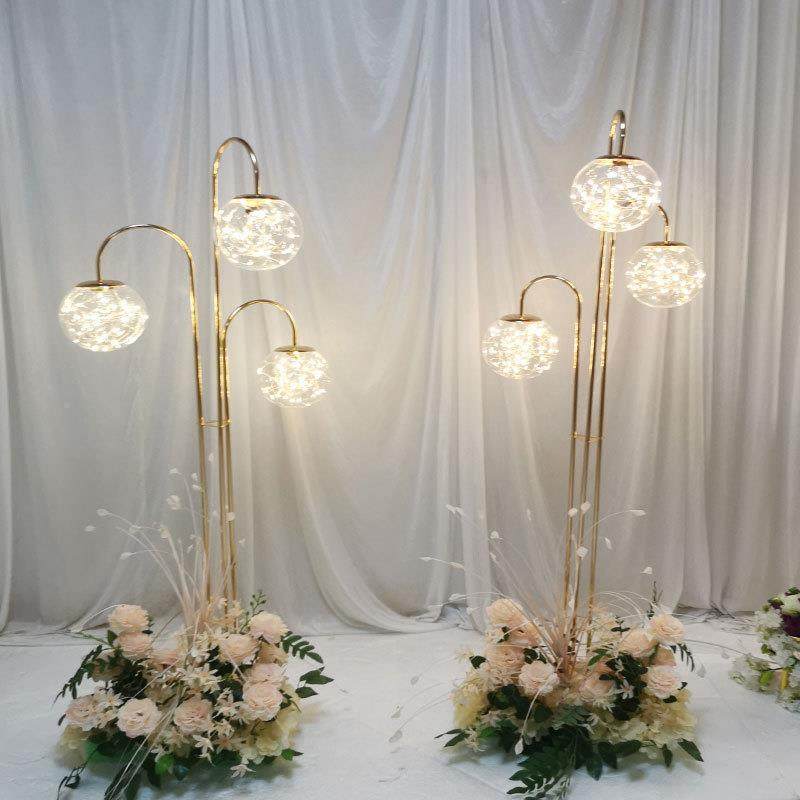 新款婚庆金道具色台铁艺发光球847引婚礼T舞台布置创意装饰引路路