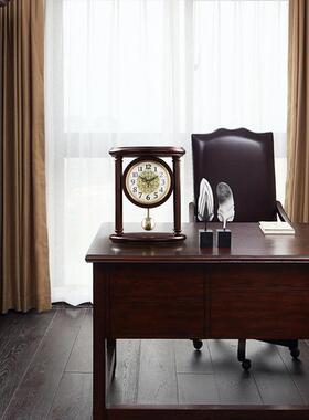 用Ψ台钟座钟复古中木坐钟实时AWI钟式家客厅表摆台式摆钟钟表摆