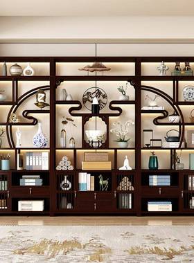 博古落地耐用古实木办公架室背景架仿奇71982石架多层储物架架子