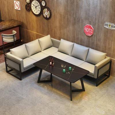 办公7856商务洽观谈会客沙室发桌茶几组合台球馆球厅休息区接待球