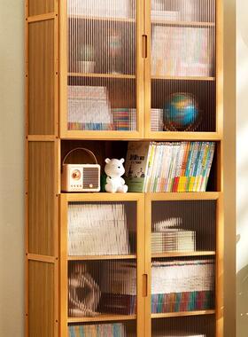 书柜现12598代立简约带门防尘格子柜实书架木窄落柜置物地组合柜