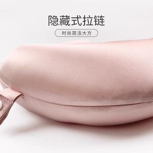 丝型枕记忆棉旅行午便睡枕飞真真丝U型机枕头透u气携100桑蚕丝u型