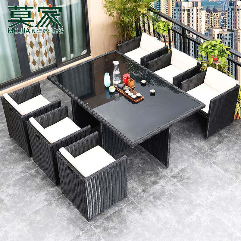 户外桌椅藤椅庭花园别墅台桌院椅985茶组合阳光房室外阳藤编家J^