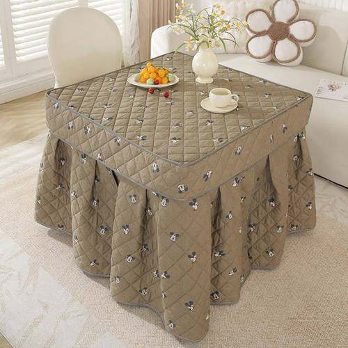 正方防形烤火罩新加电绒水烤取火桌子罩套冬季加KJL厚暖桌炉罩套