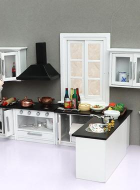 :12娃娃屋doll1hou厨44479se木厨质迷你家具迷你房场景白色房7件