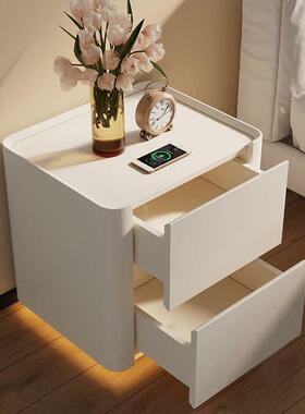 SNA65实木烤漆床头柜奶油色A纯意白色多尺寸可KXN多选式极简简约