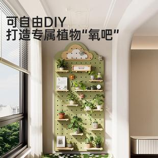 台花阳架洞洞板实木dwwh427K墙上置物盆架客厅盆收栽花扩展架纳摆