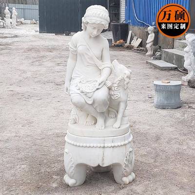 汉白WSDS-西四欧式雕像玉大理季石材质西方人物雕塑别墅酒庭院店