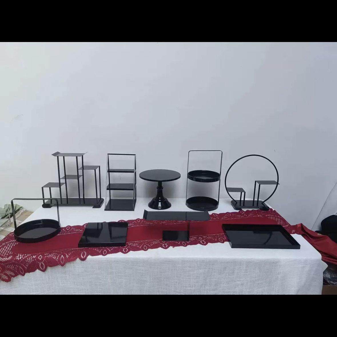 色黑铁艺茶歇甜品台蛋展示架冷餐台果摆台黑12387974色糕盘多套组