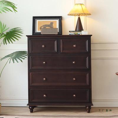 式美量复古物卧室实木五斗柜床尾置柜BBA轻奢客厅大容储物边柜抽